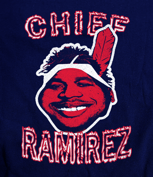 Cleveland Baseball Chief Ramirez on a Dark Blue HOODIE